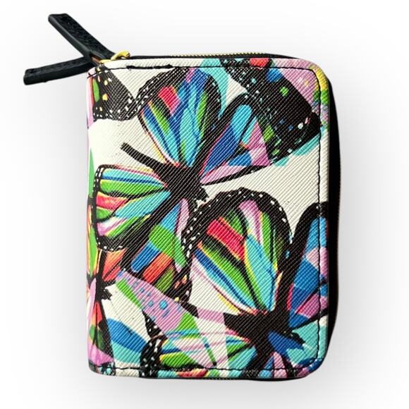 Buxton Women's Double Zip Butterfly Pattern Vegan Leather Card Organizer, Wallet - Picture 1 of 13